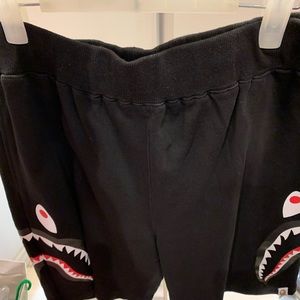 Black double shark bape shorts